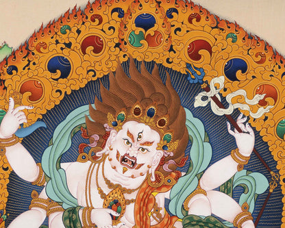 Tibetan White Mahakala Thangka Print | Art For Room Decor | Spiritual Gifts