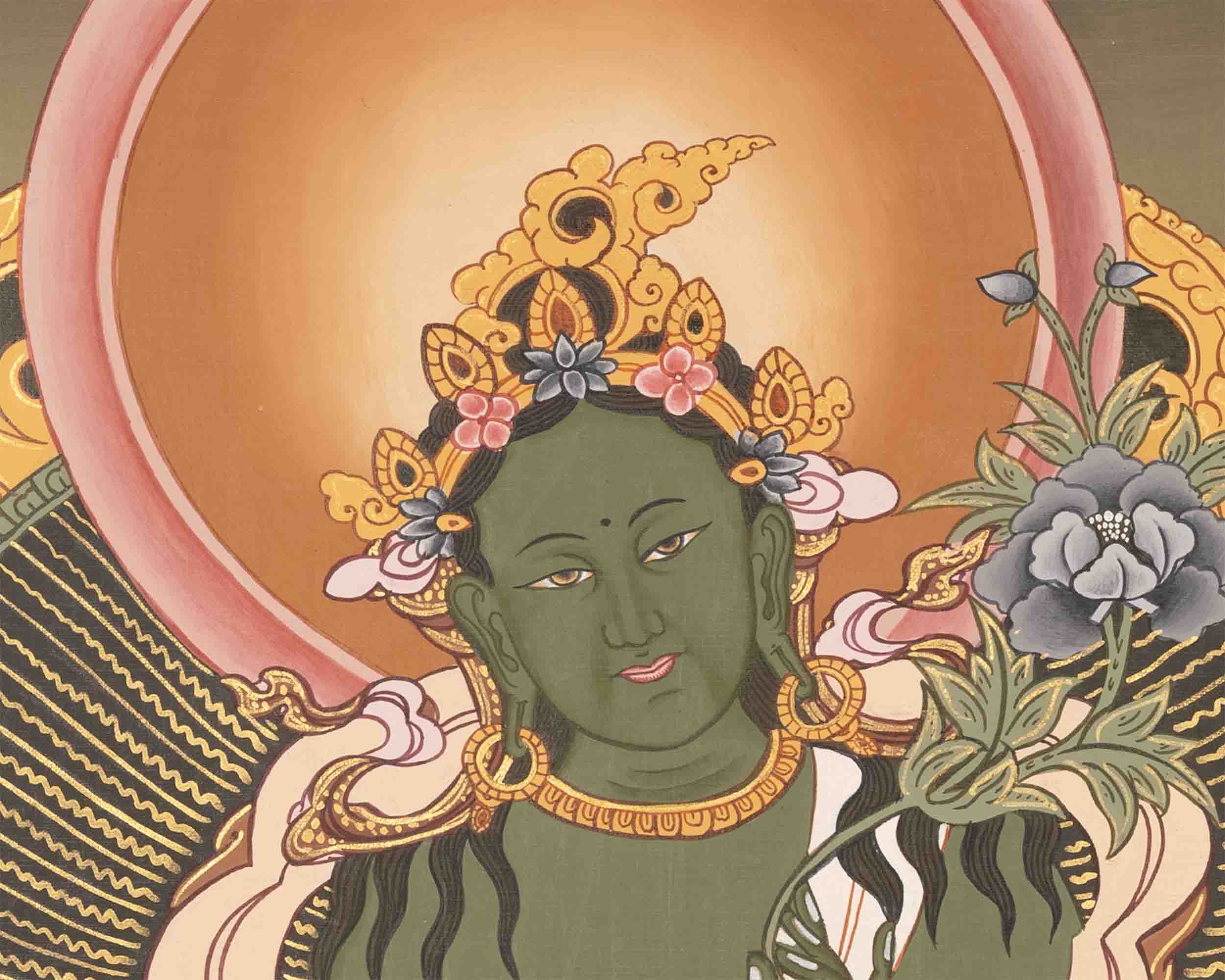 Mother Green Tara | Buddhist Thangka | Wall Decors