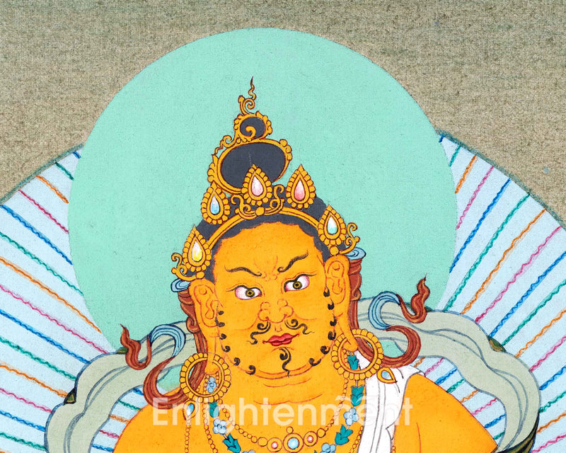 Dzambhala, The Deity of Wealth and Prosperity | Tibetan Buddhist Deity Thangka | Wall Decors