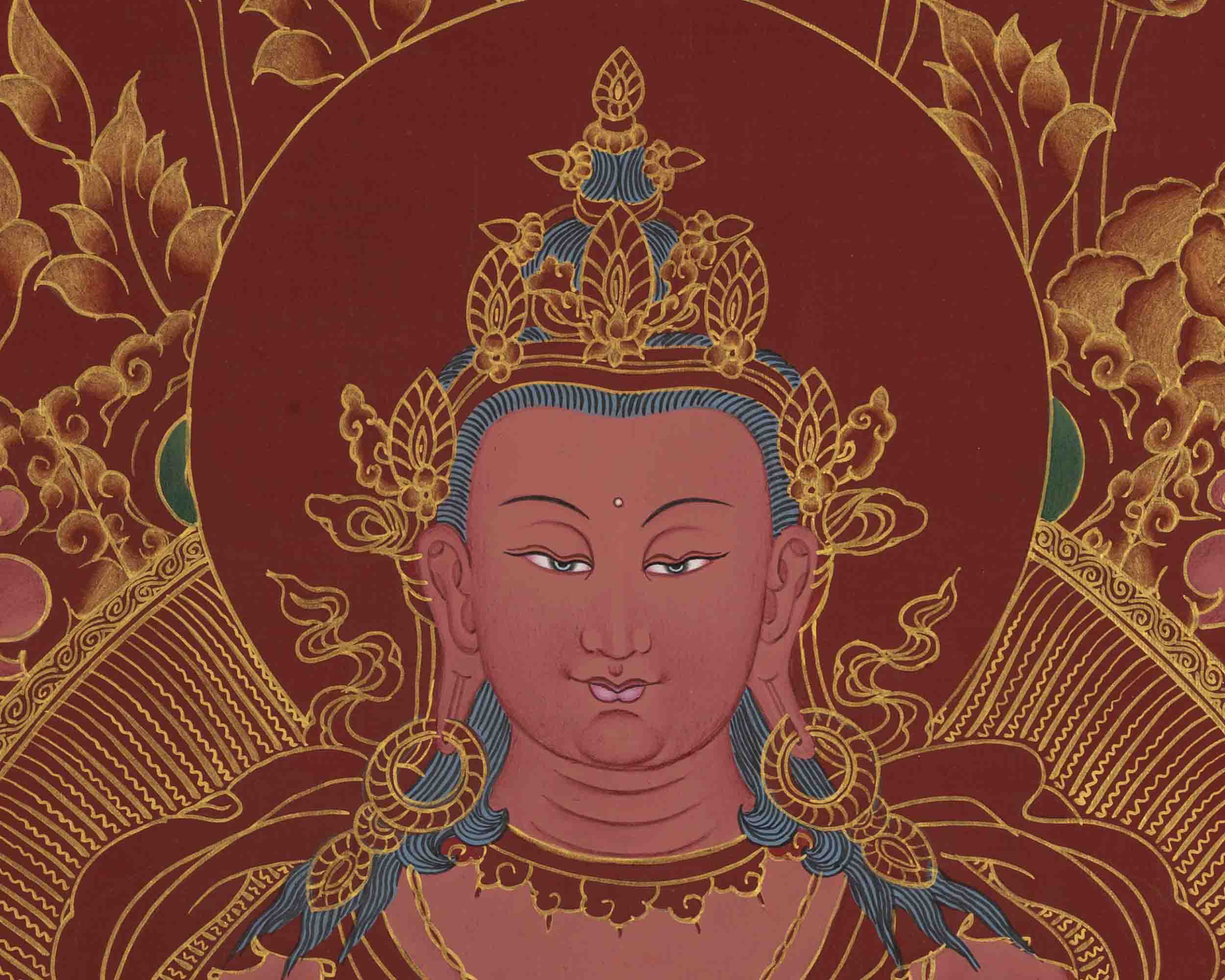 Buddha Amitayus Thangka | 24k Gold High Quality Art | Religious Painting