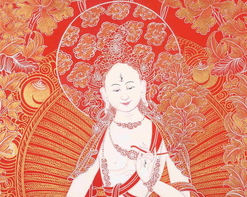 White Tara Thangka | Female Bodhisattva Art | Wall Decors