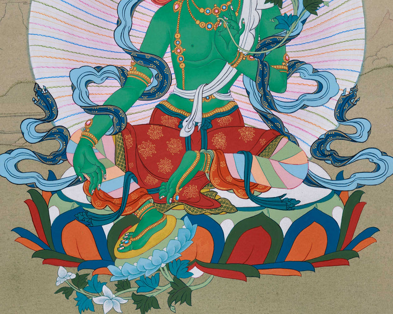 Karma Gadri Thangka of Green Tara