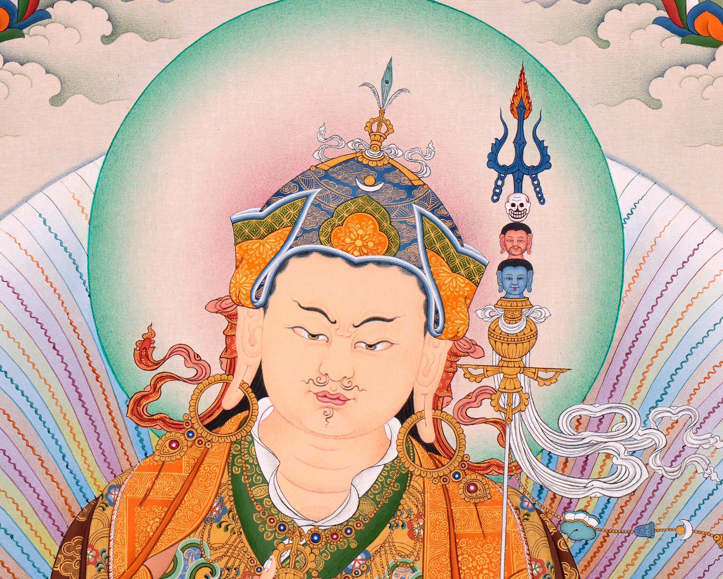 Guru Padmasambhava Manifestation Thangka | Tibetan Thangka Canvas Print