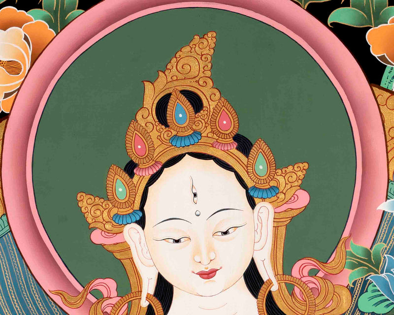 Female White Tara Thangka | Religious Wall Decors