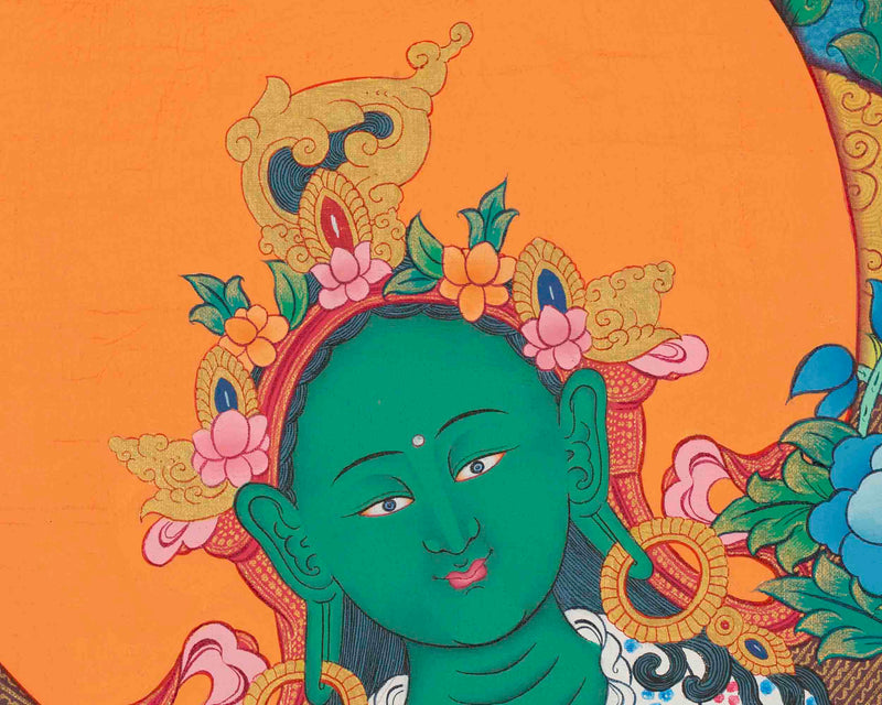 Green Tara Thangka | Healing Tara Painting | Traditional Artwork