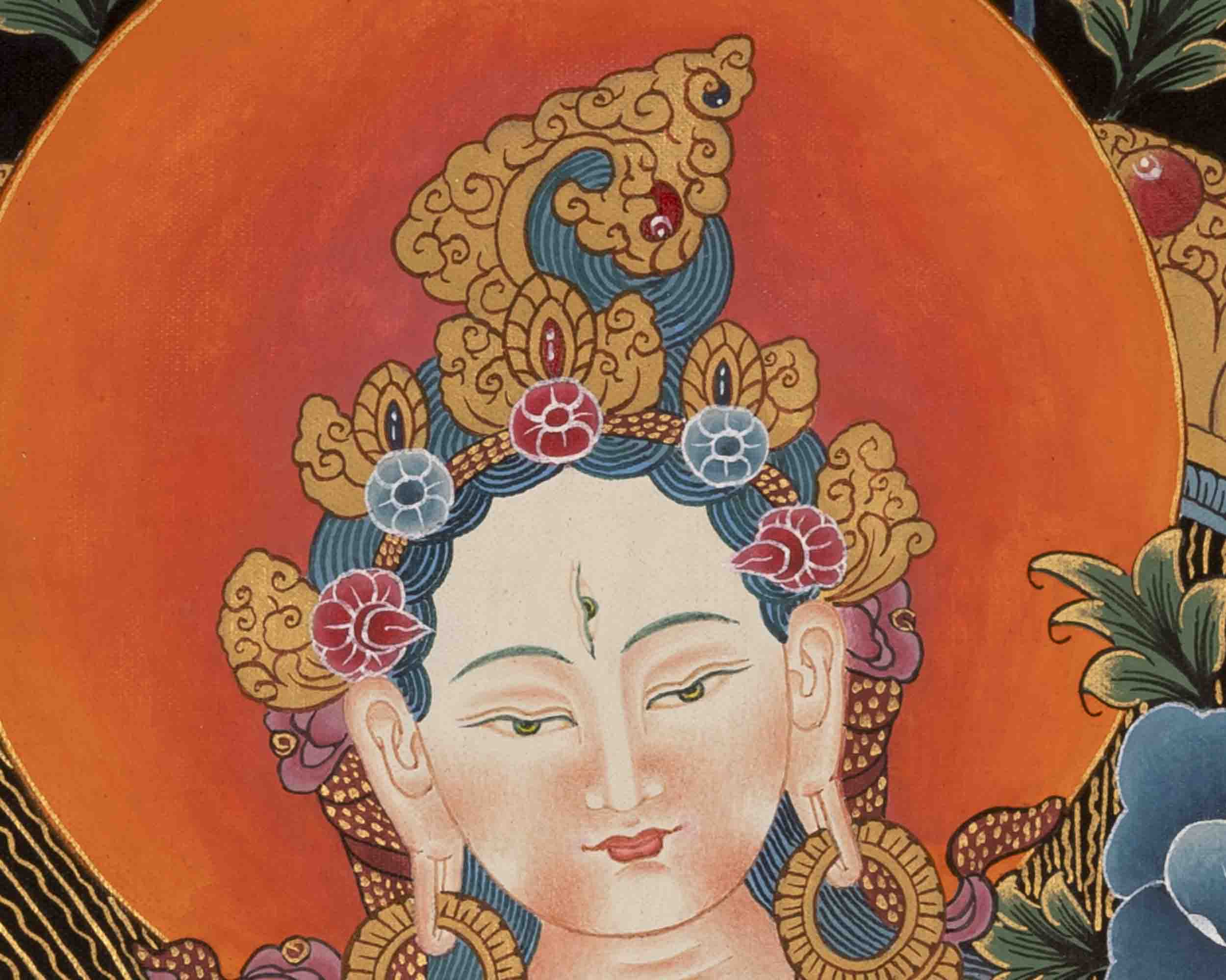 Religious White Tara Thangka | Female Bodhisattva