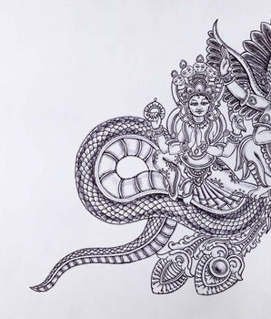 The Garuda Bird Paubha Painting Print | The Mythical Creature Signifying Power, Strength & Protection