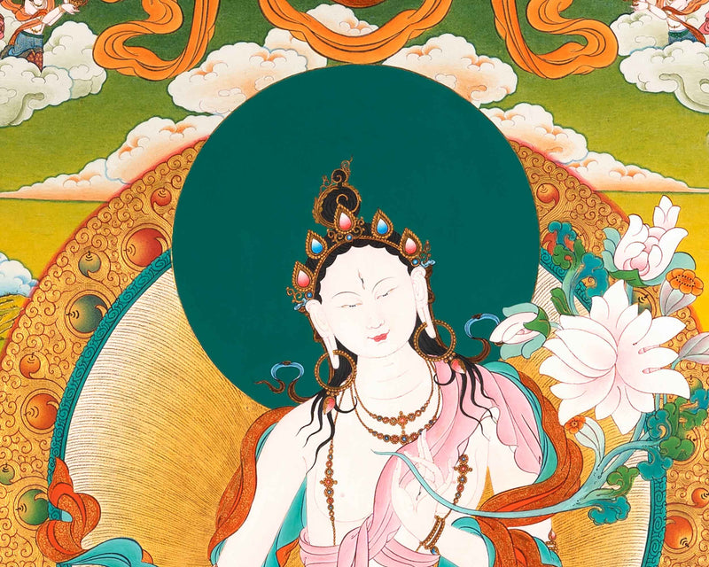 Buddha Tara Thangka | Traditionally Hand-Painted White Tara Art