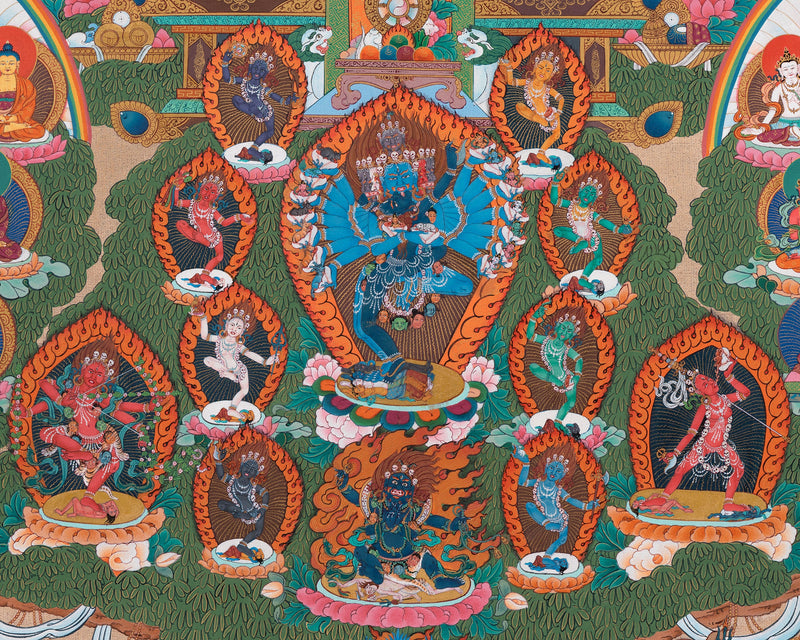 Sakya Refuge Tree | Vajradhara lineage Thangka Print | Tibetan Thangka Paintings Print