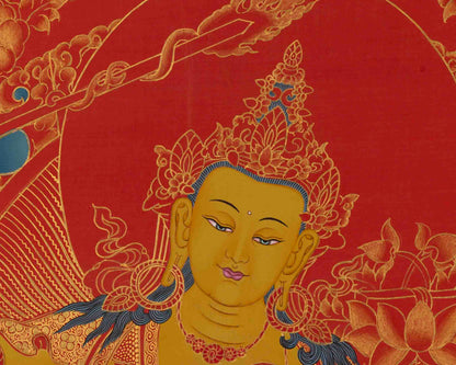 Manjushree Thangka | 24K Gold Style  Painting | Religious Wall Decors