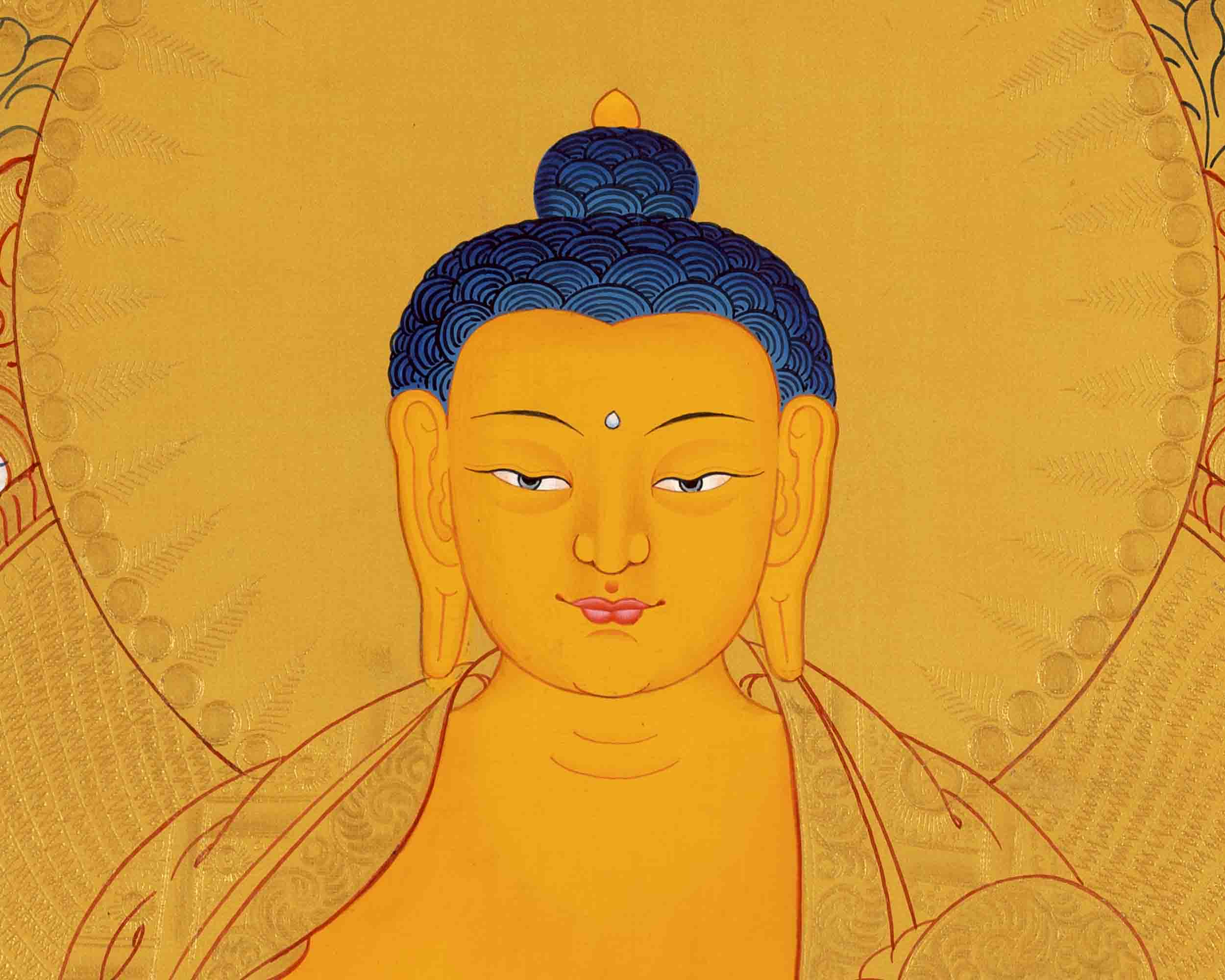 Shakyamuni Buddha Thangka | 24K Gold Painting | Wall Hanging Decors