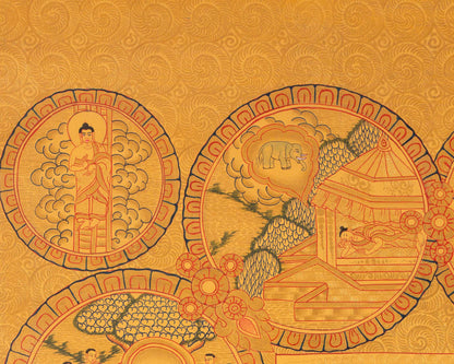 Buddha Life Story | Handpainted Thangka Art | Religious Wall Decor