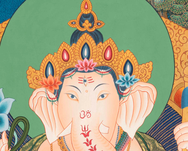 Ganesh Thangka Painting |  Hand Painted Buddhist Artwork
