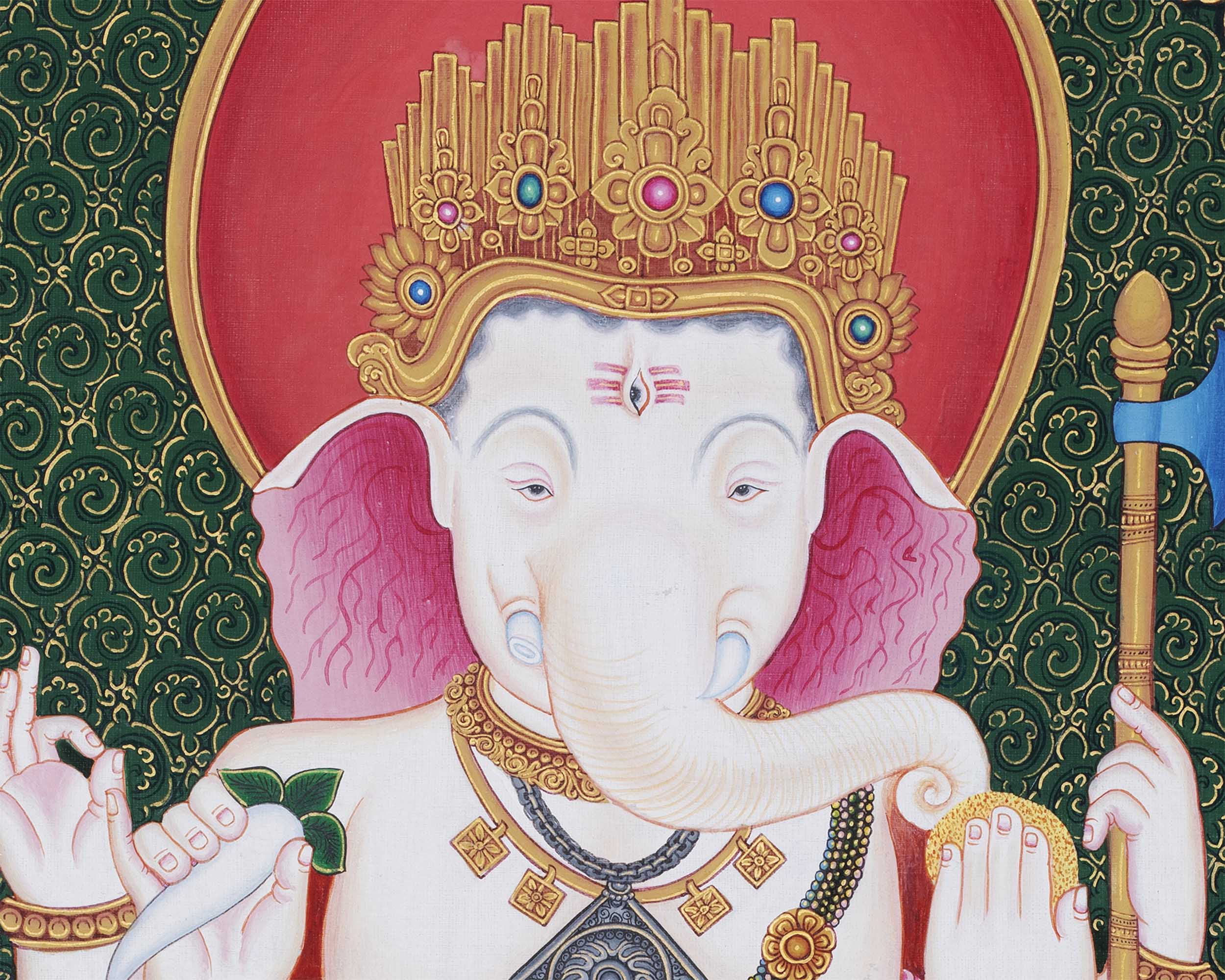 Ganesh Thangka Print | Paubha Style Painting | Religious Decors
