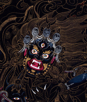 Divine Wrathful Palden Lhamo Thangka Print | Himalayan Artwork | Wall Decorative Art