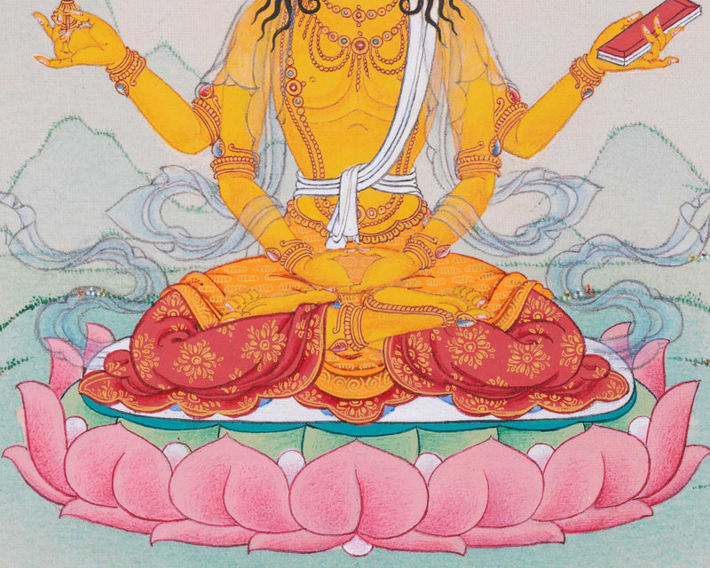 Hand Painted Artwork Of Prajna Paramita | Perfection of Wisdom | Bodhisattva's Radiance