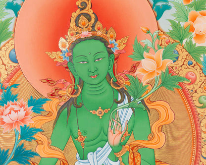 Green Tara Thangka Digital Prints | Tibetan Thangka Prints