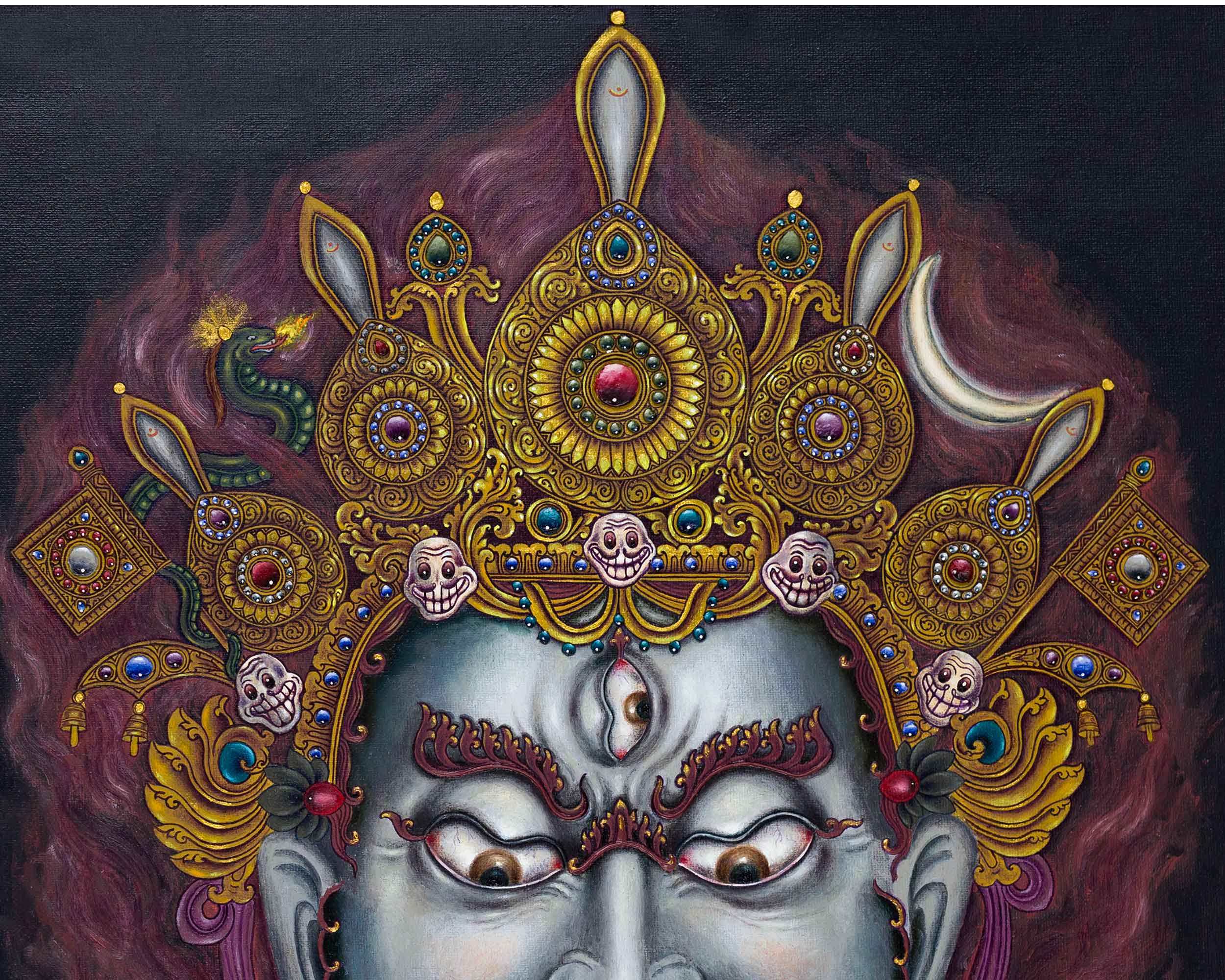 Bhairava Thangka Print | Tibetan Buddhism Decor | Vajrayana Buddhism