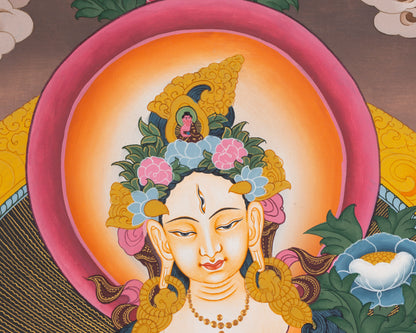 White Tara Thangka | Buddhist Female Deity | Religious Wall Decors