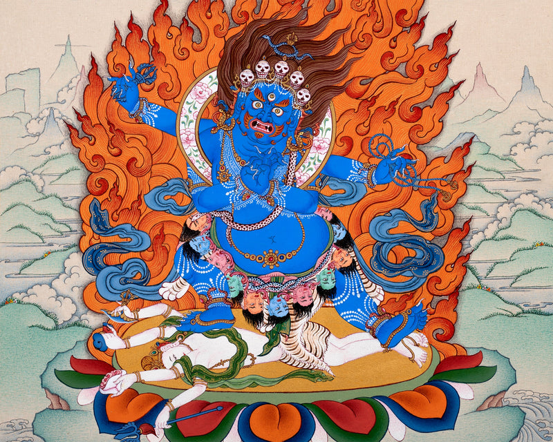 Sakya Vajrapani | Bhutadamara | Hand Painted Tibetan Art in Natural Stone Colors