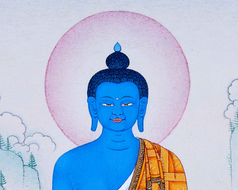 Medicine Buddha, The lapis Lazuli Healing Buddha Thangka Painting