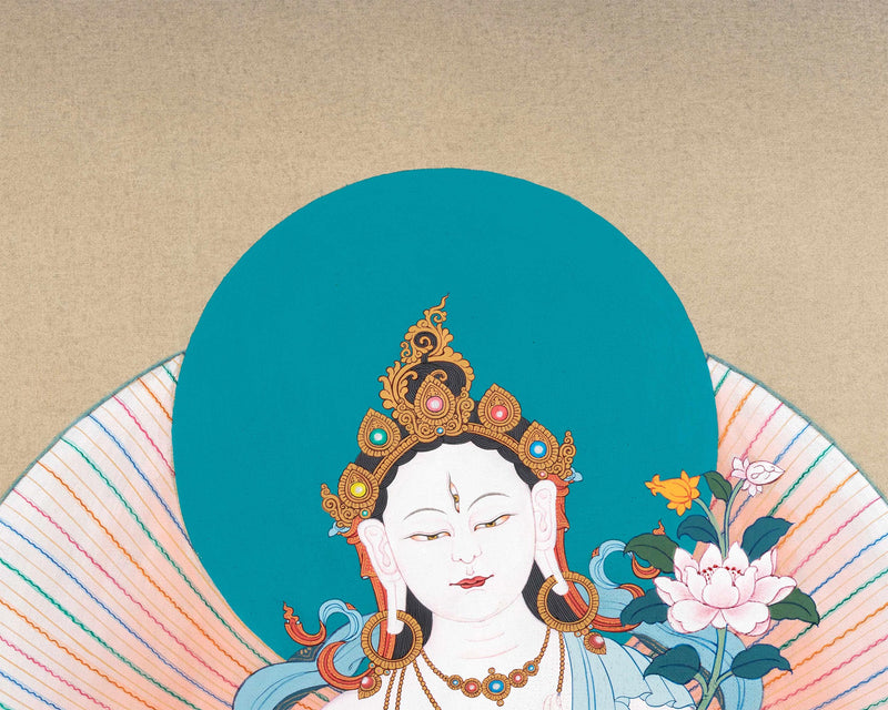 White Tara Thangka in Karma Gadri Tradition