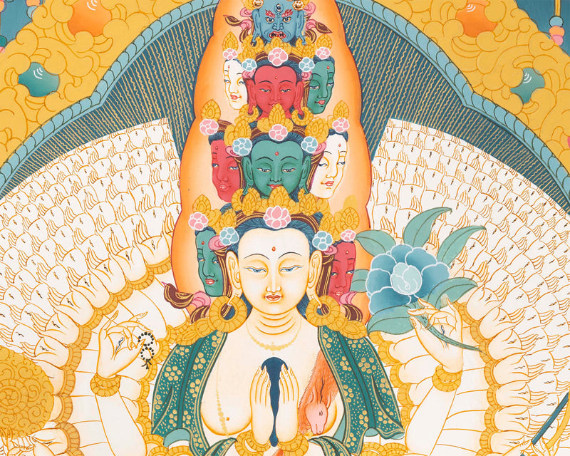 1000 Armed Avalokitsevara | Religious Buddhist Thangka | Wall Decors