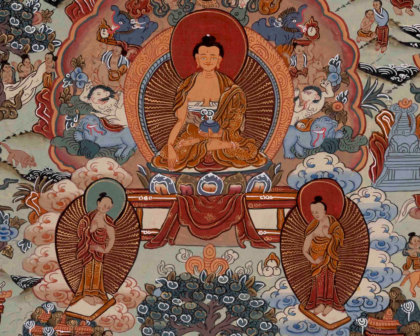 Buddha Life Story | Handpainted Tibetan Thangka | Wall Decors