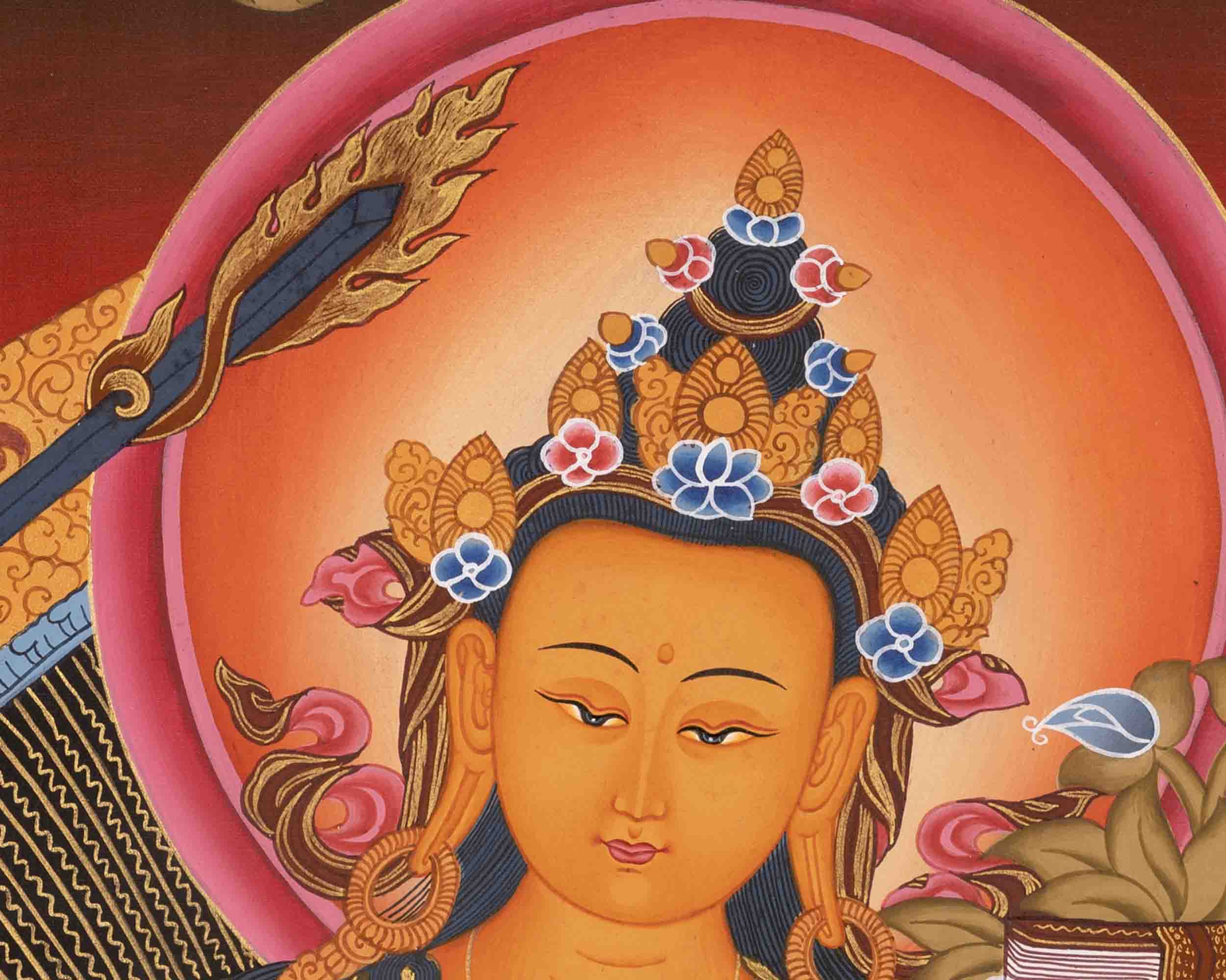Wisdom Bodhisattva Manjushri | Religious Buddhist Thangka | Wall Decors