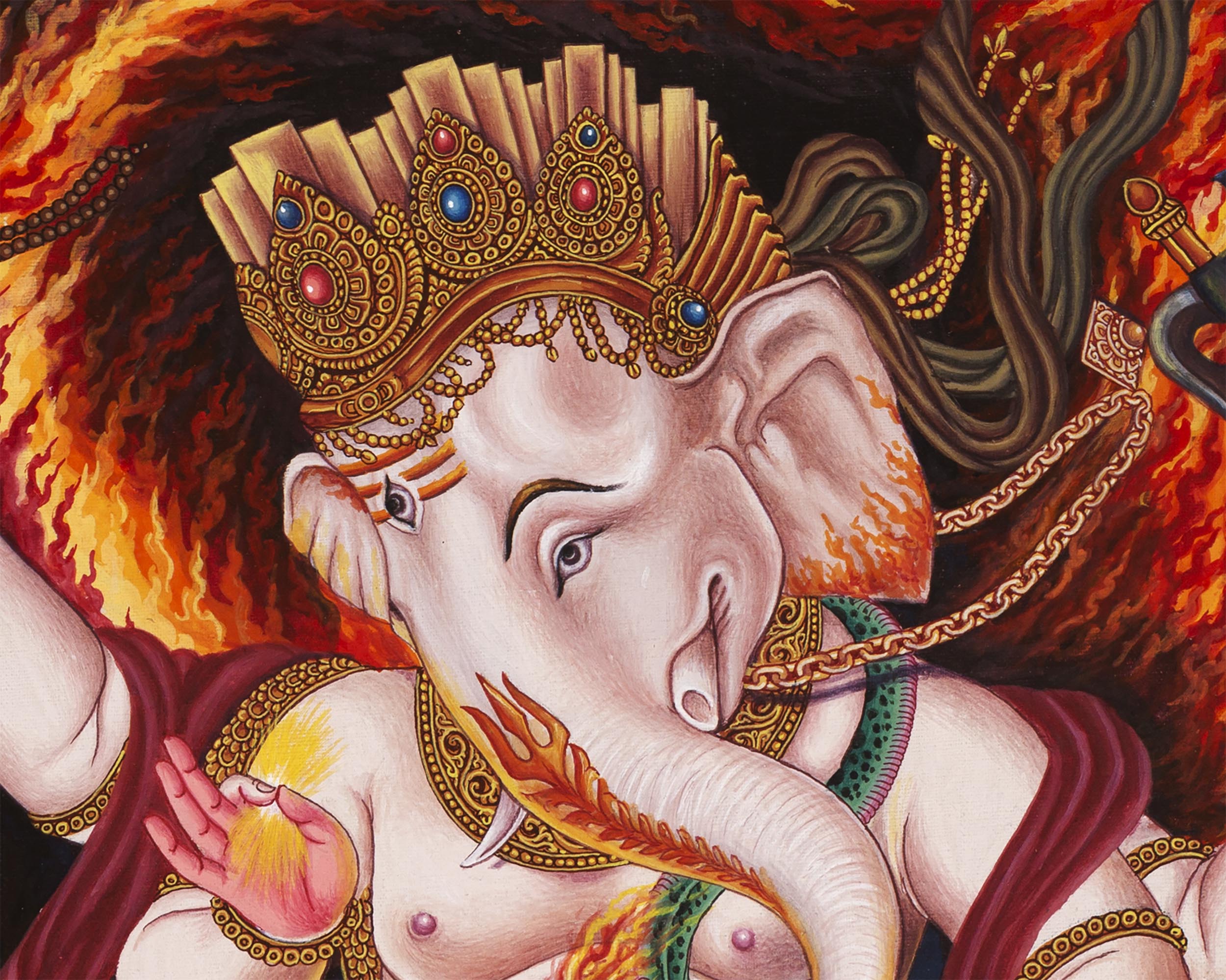 Newari Ganesh Thangka Digital Prints | 4Armed Ganesh