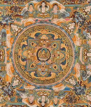Mandala Buddha Thangka | Vintage Original Hand-Painted Thangka