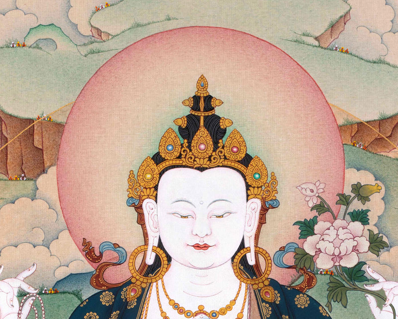 Chenrezig Thangka | Handmade Compassion Deity Painting | Artwork