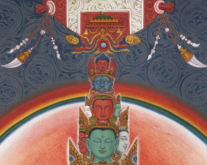 Lord Of All Realms Lokeshwor Thangka Print | Tibetan Print Of Lokesvara For Spiritual Room Decoration