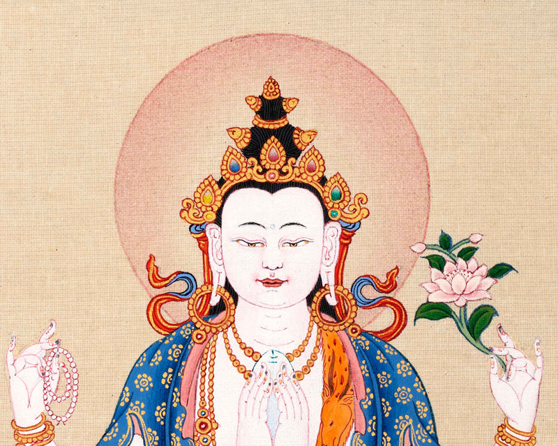 Four Arm Chenrezig Avalokiteshvara Thangka | Bodhisattva Painting