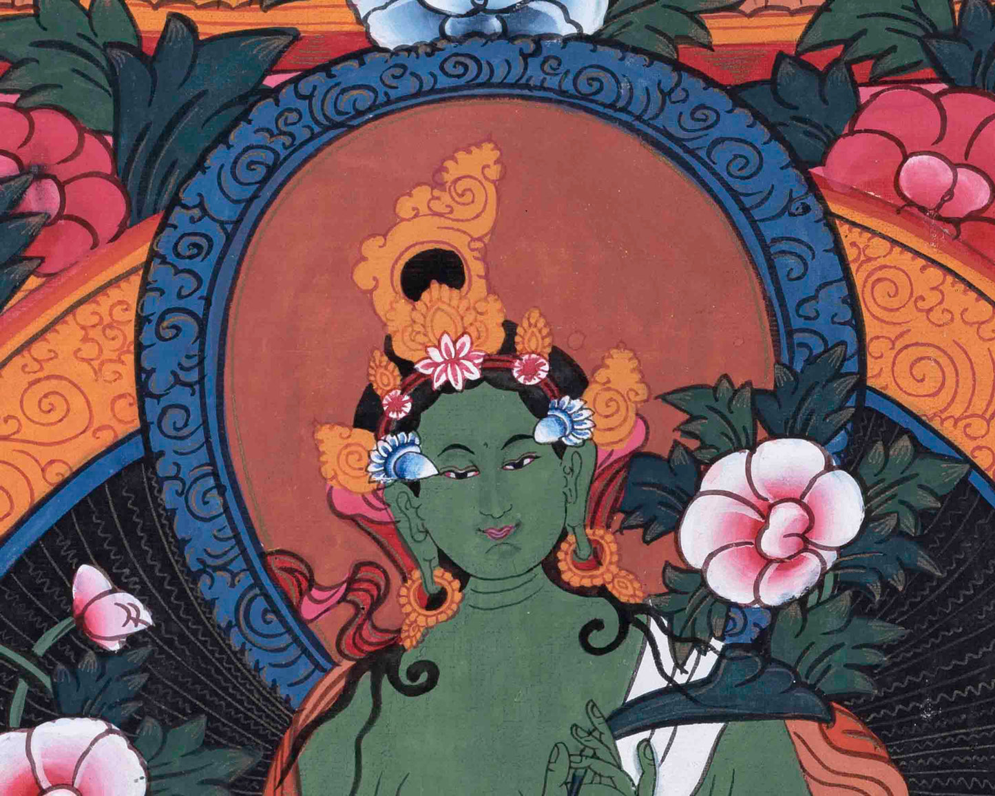 Green Tara Thangka | Religious Buddhist Painting | Wall Decors