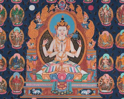 108 Chengrezig Thangka | Traditional Tibetan Art | Wall Decors