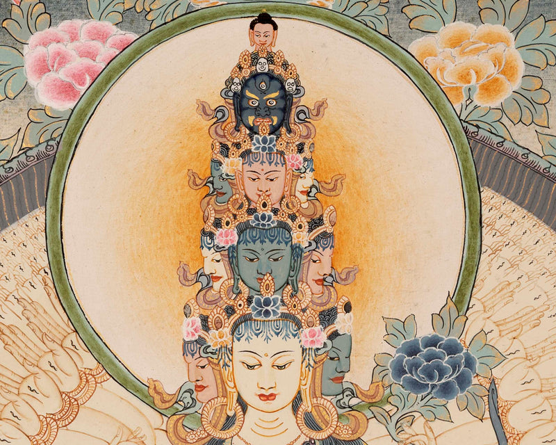 1000 Armed Avalokiteshvara | Chenresig Thangka | Religious Artwork