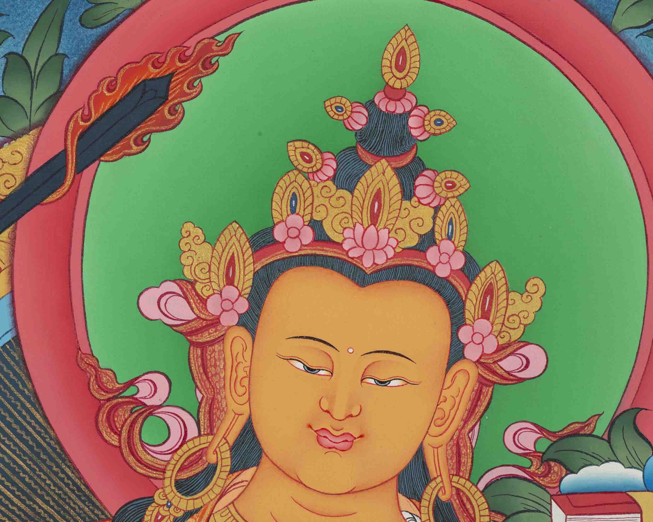 Hand-painted Manjushree Thangka | Wall Decoration Painting
