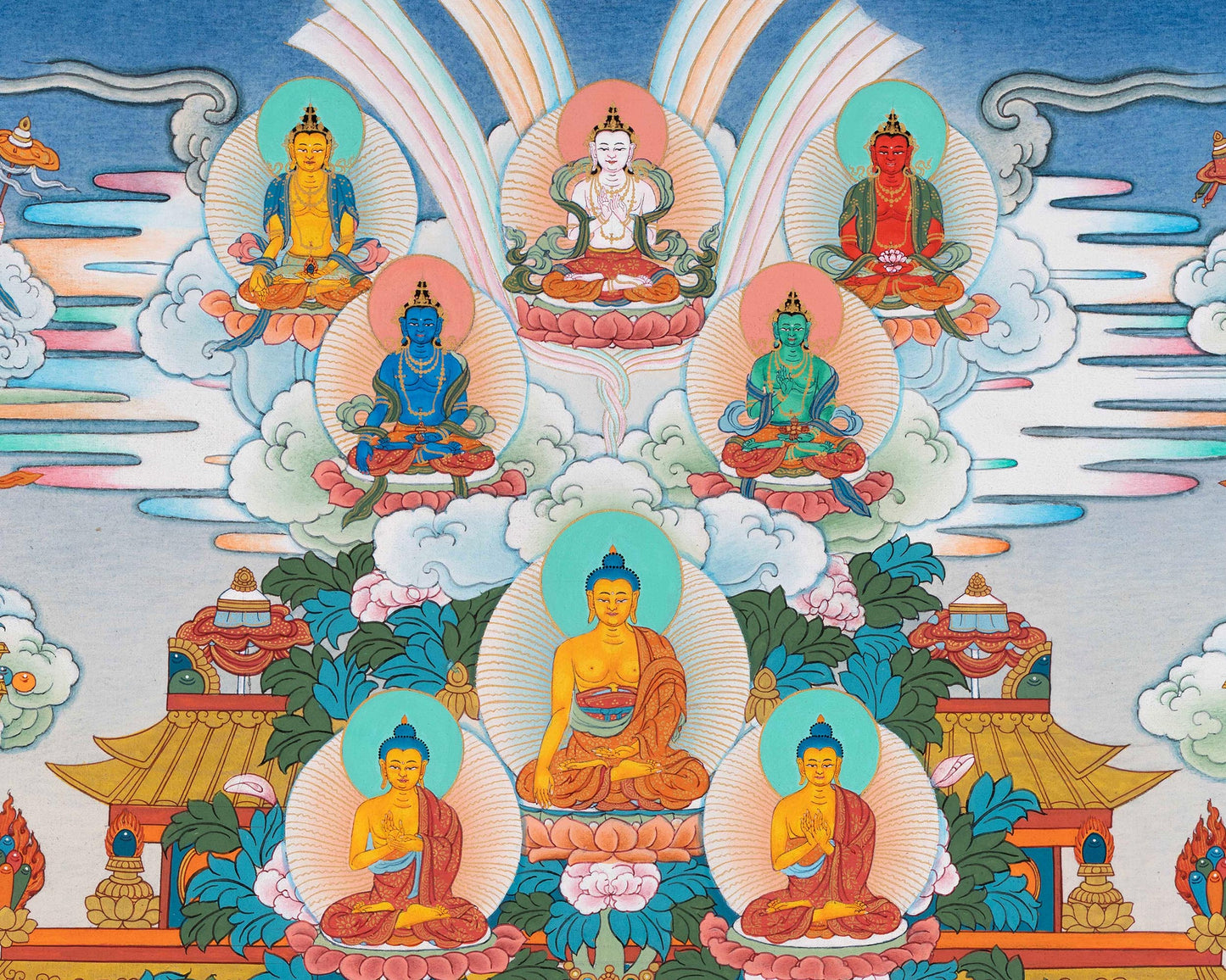 Amitabha Pure Land | Traditionally Hand Painted Buddha Thangka