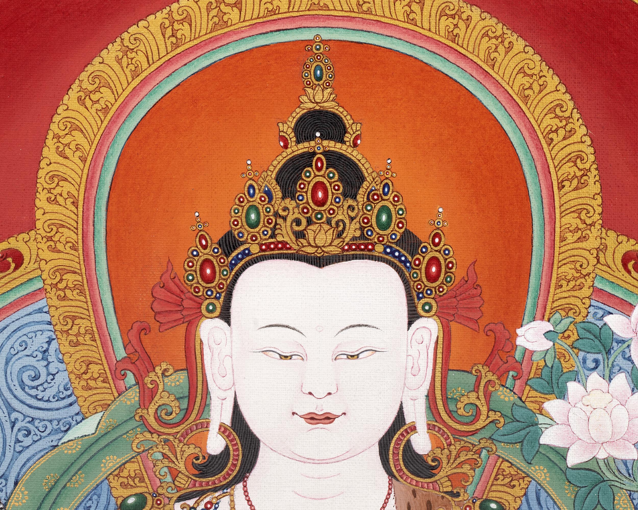 Chenrezig with Manjushri and Vajrapani Thangka | Vajrayana Print With High Quality Giclee