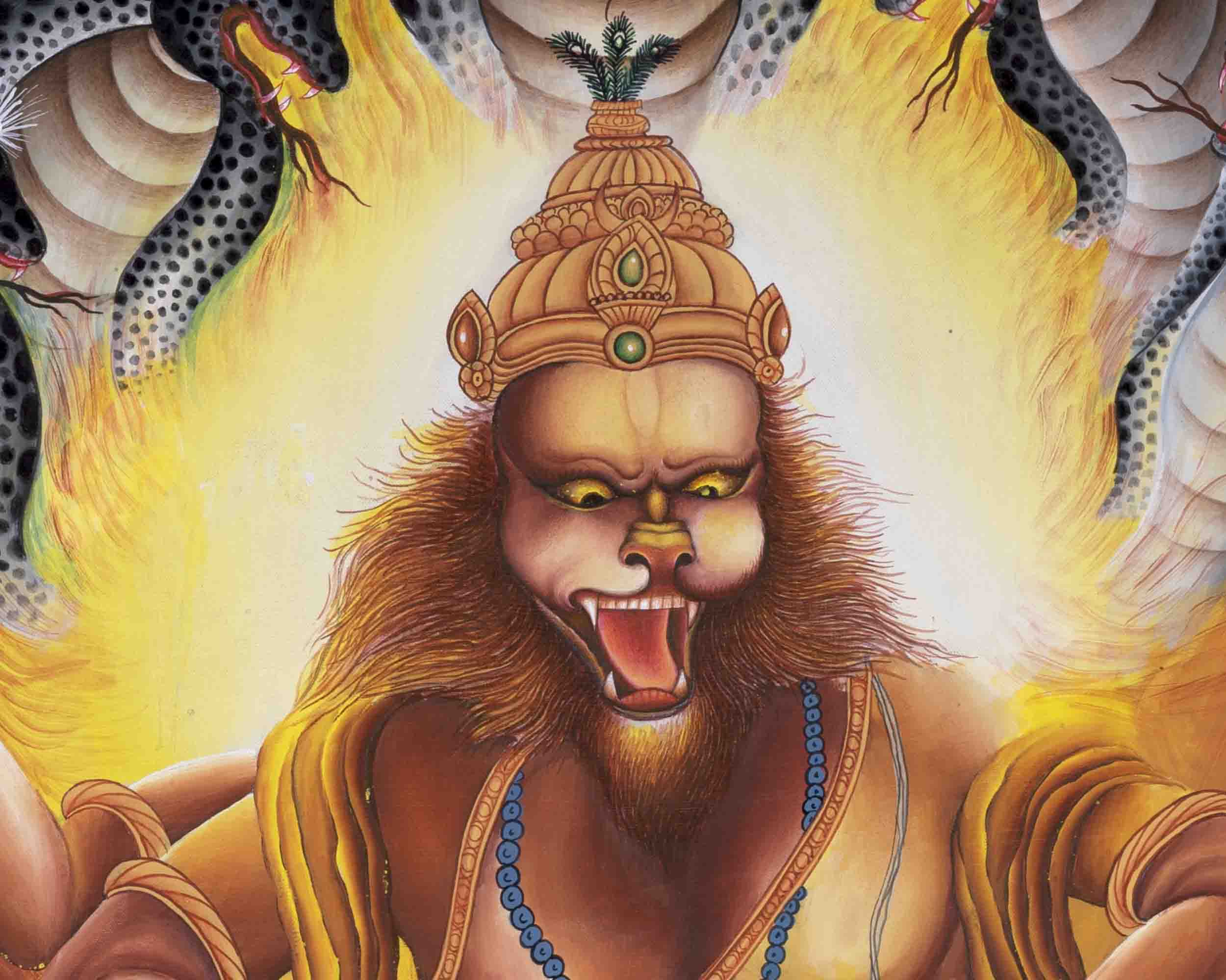 Narasimha Thangka | Religious Handpainted Art | Wall Decors