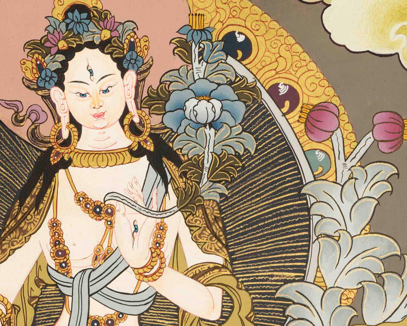 Buddhist White Tara |  Tibetan Female Thangka