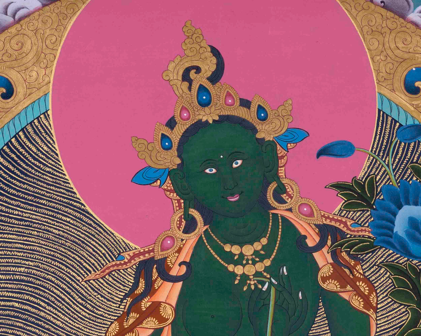 Female Bodhisattva Tara | Green Tara Thangka | Wall Decoration Art