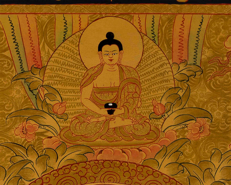 Gold Green Tara Thangka | Religious Buddhist Painting | Wall Decors