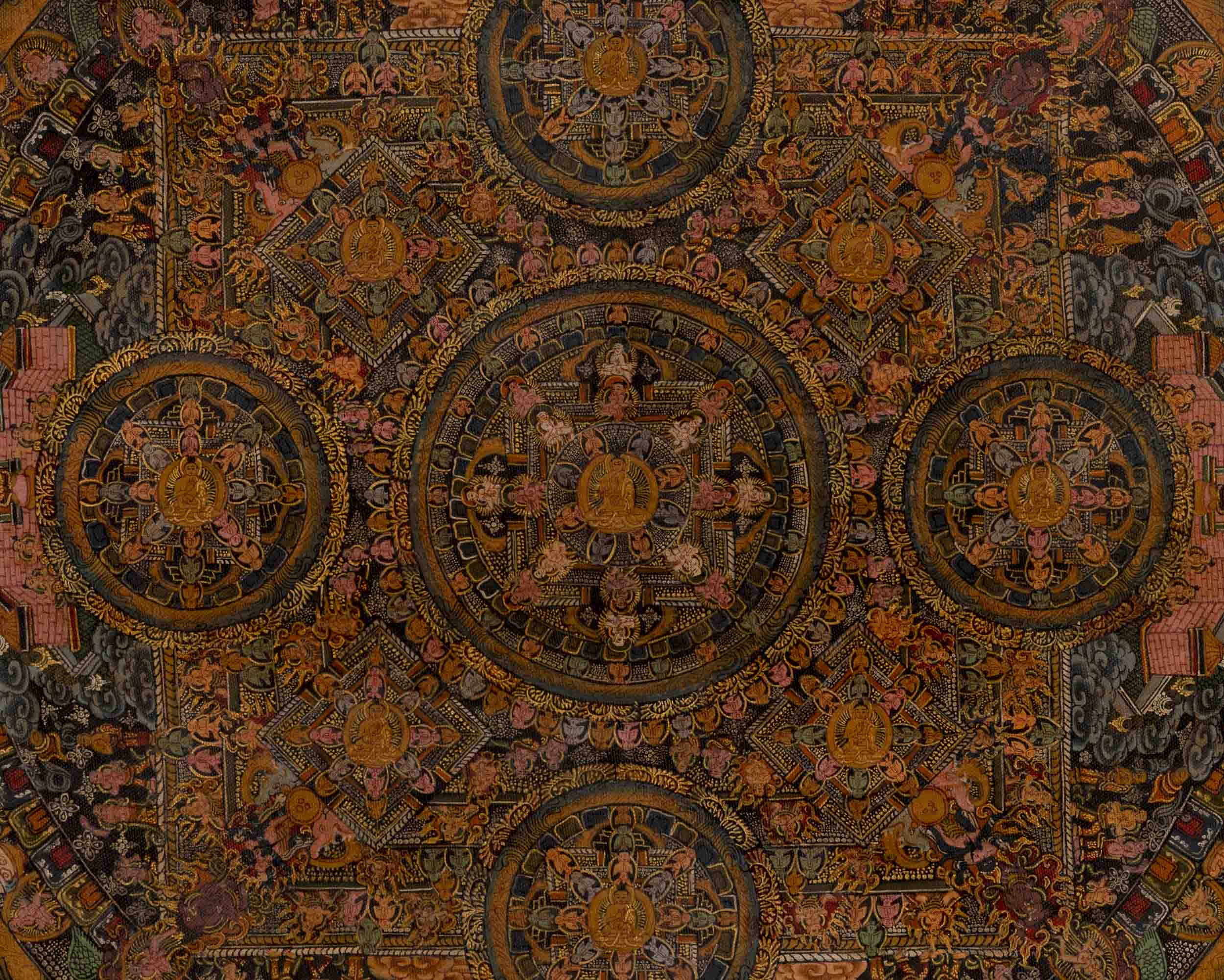 Pancha Buddha Mandala Thangka | Religious Buddhist Art | Wall Decors