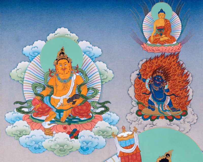 Five Dzambhala Thangka Masterpiece | Painting of Wealth Deity From Enlightenment