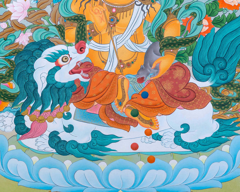 Hand-Painted Buddhist Wealth Deity | Namtoshe Thangka Art | Blessings of Wealth and Abundance