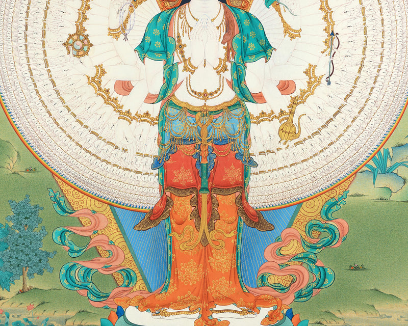 1000 Armed Chenrezig | Avalokiteshvara Thangka Print | Canvas Print