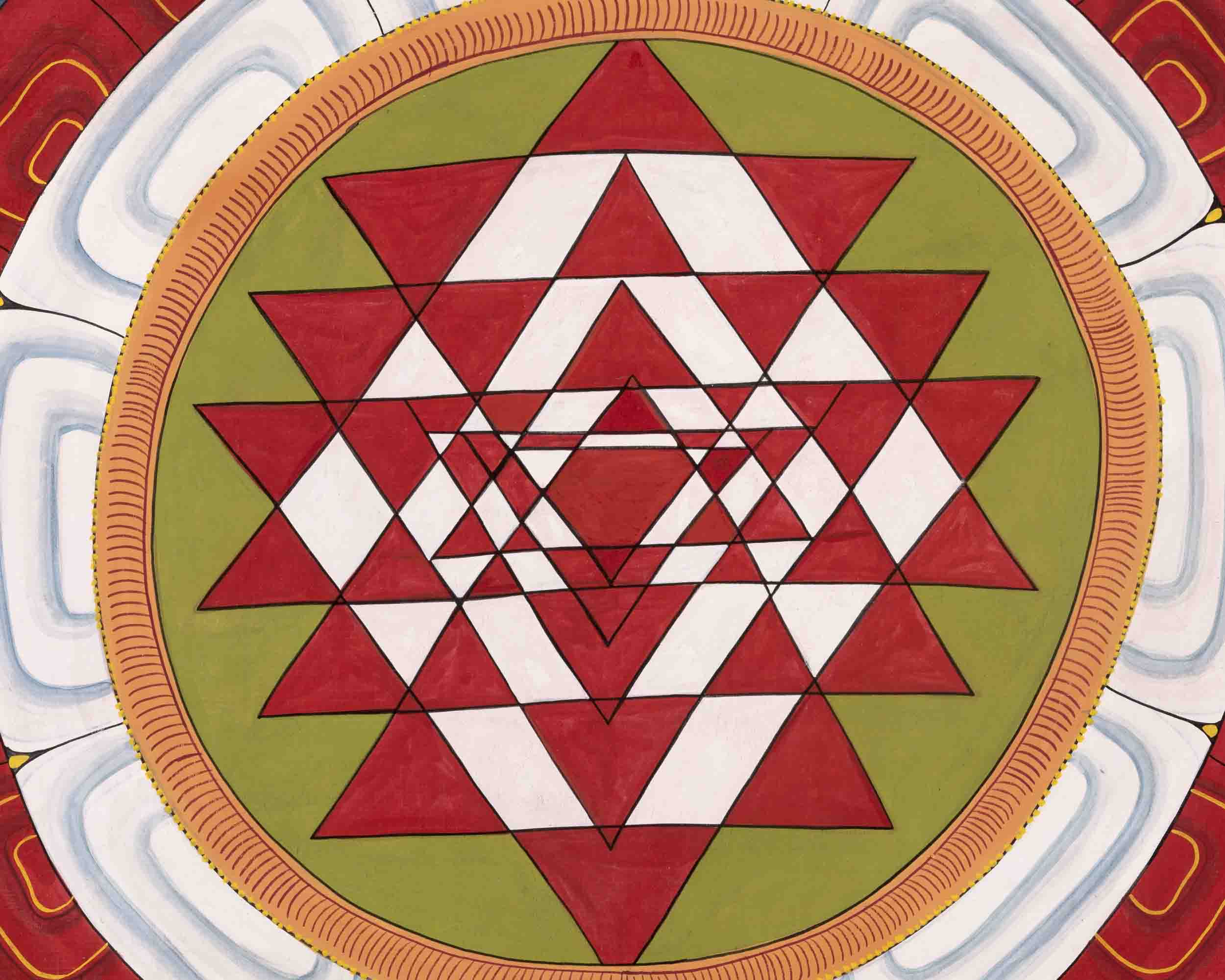 Shree Yantra Mandala Thangka | Vintage Traditional Art | Wall Decors