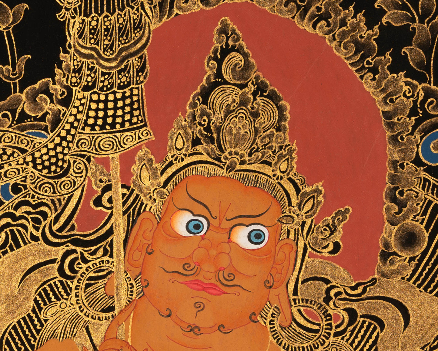 Gold Dzambala Thangka | Tibetan Buddhist Wall Decoration